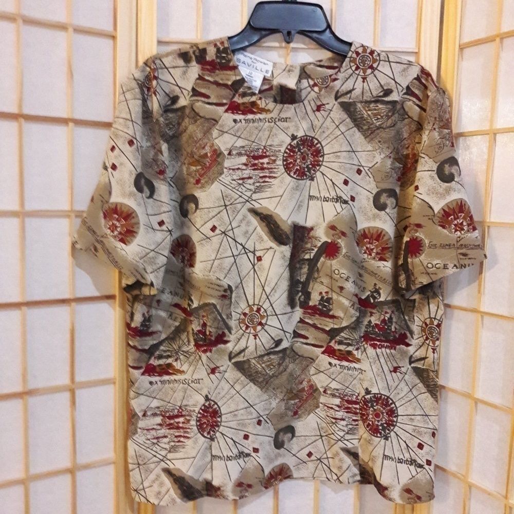 Rena Rowan For Saville Nautical Blouse Sz 12